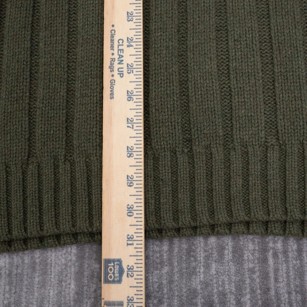 Lands End Mens XXL Olive Green Merino Wool Blend Ribbed Shawl Collar Sweater